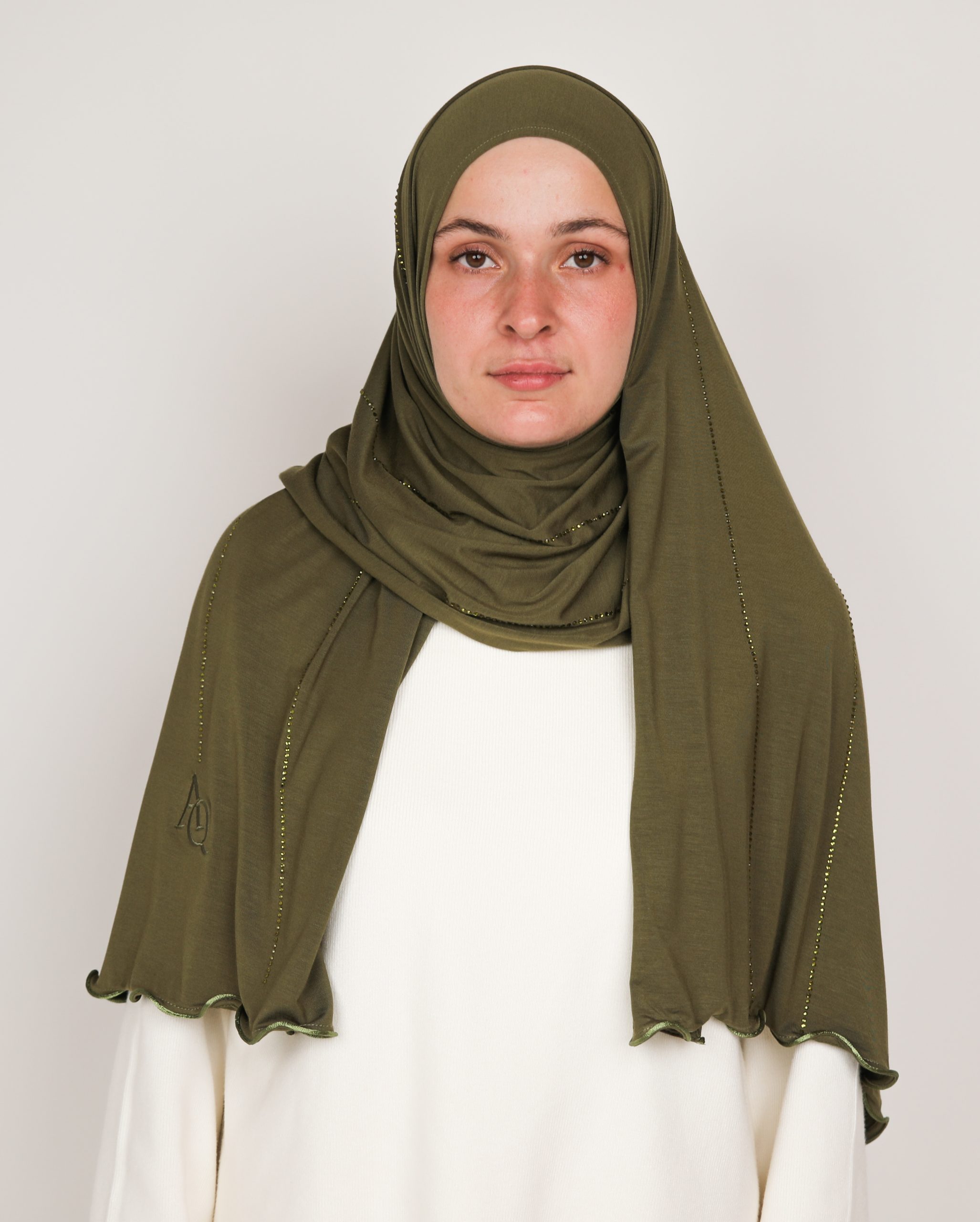 Jersey strass vert kaki