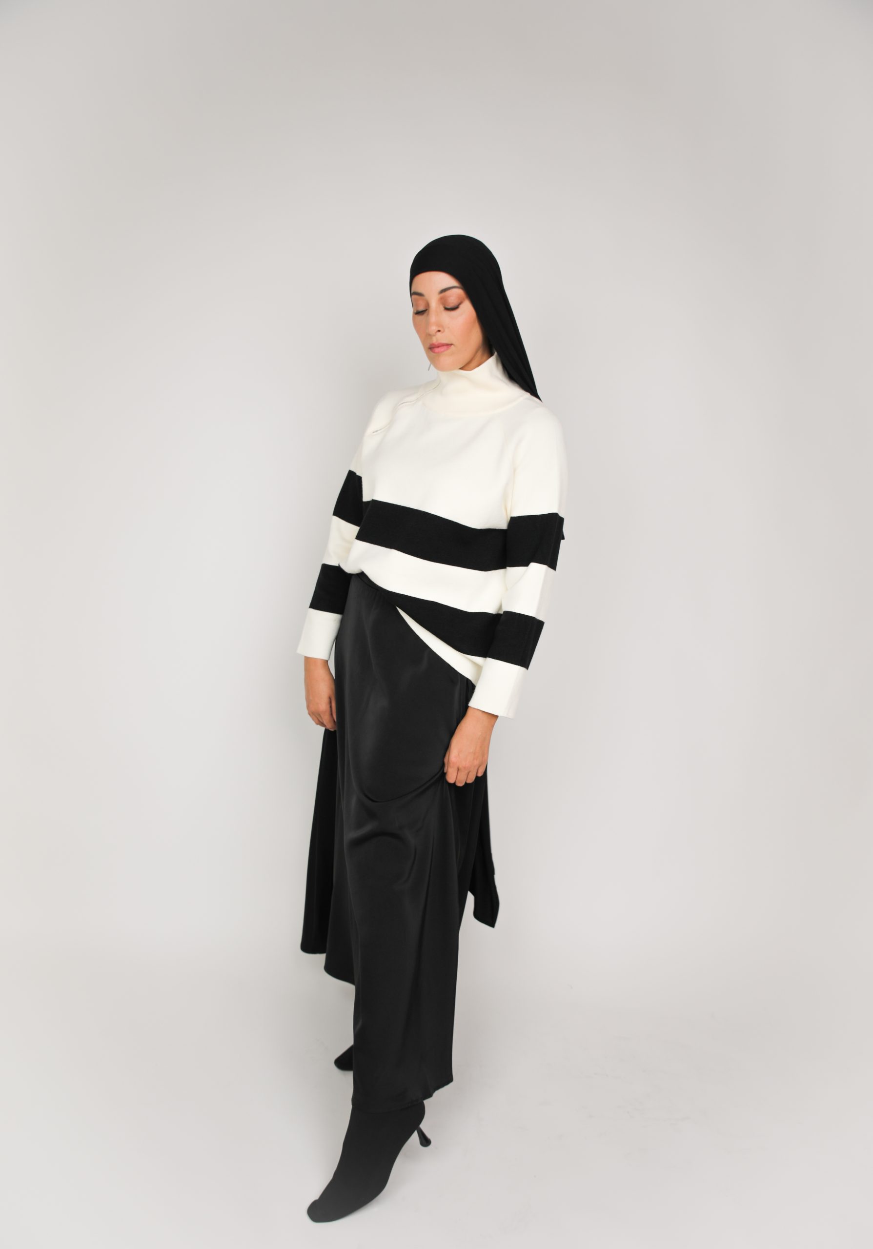 Jupe satin évasée Noir