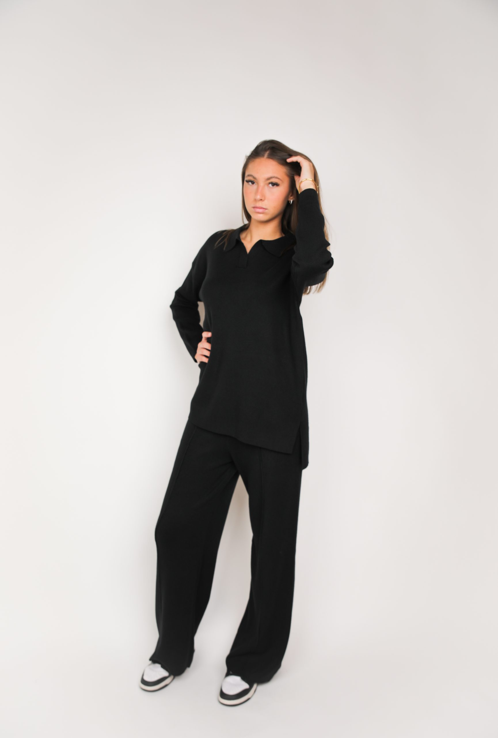 Ensemble pantalon en maille Noir – Image 2