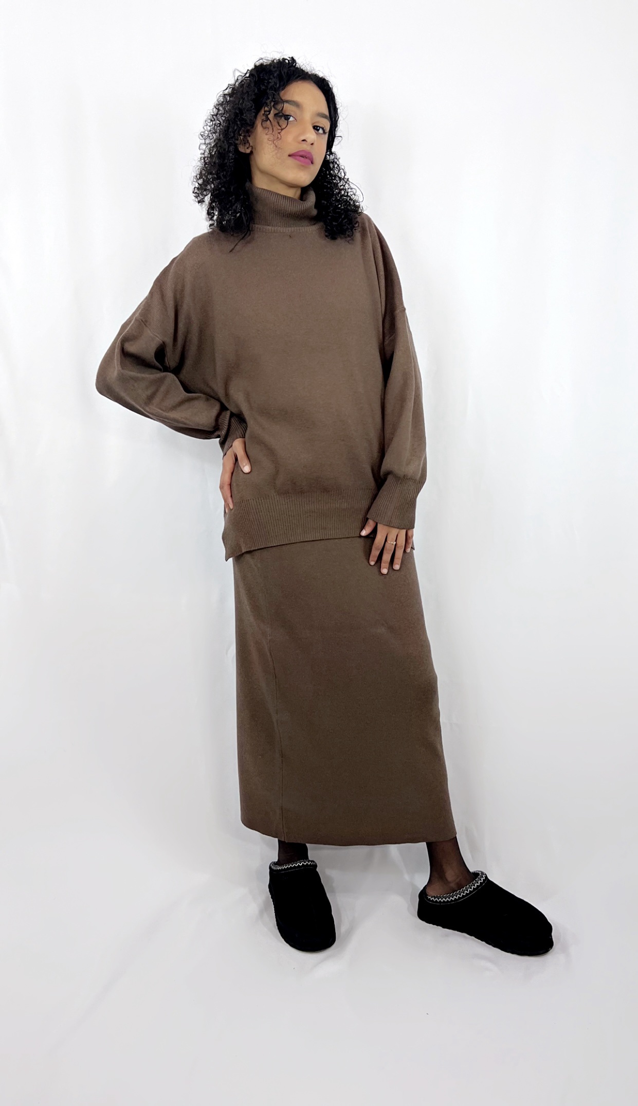 Ensemble Jupe en Maille Marron – Image 2