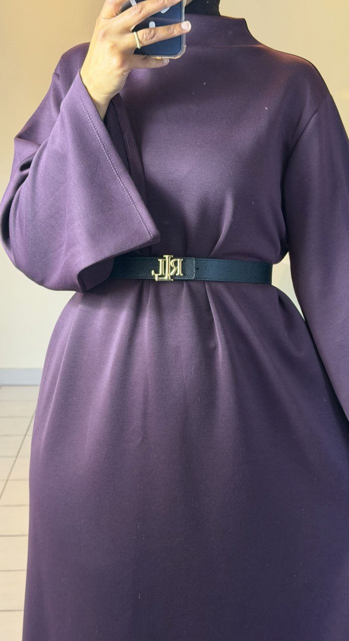 Abaya col montant - Prune